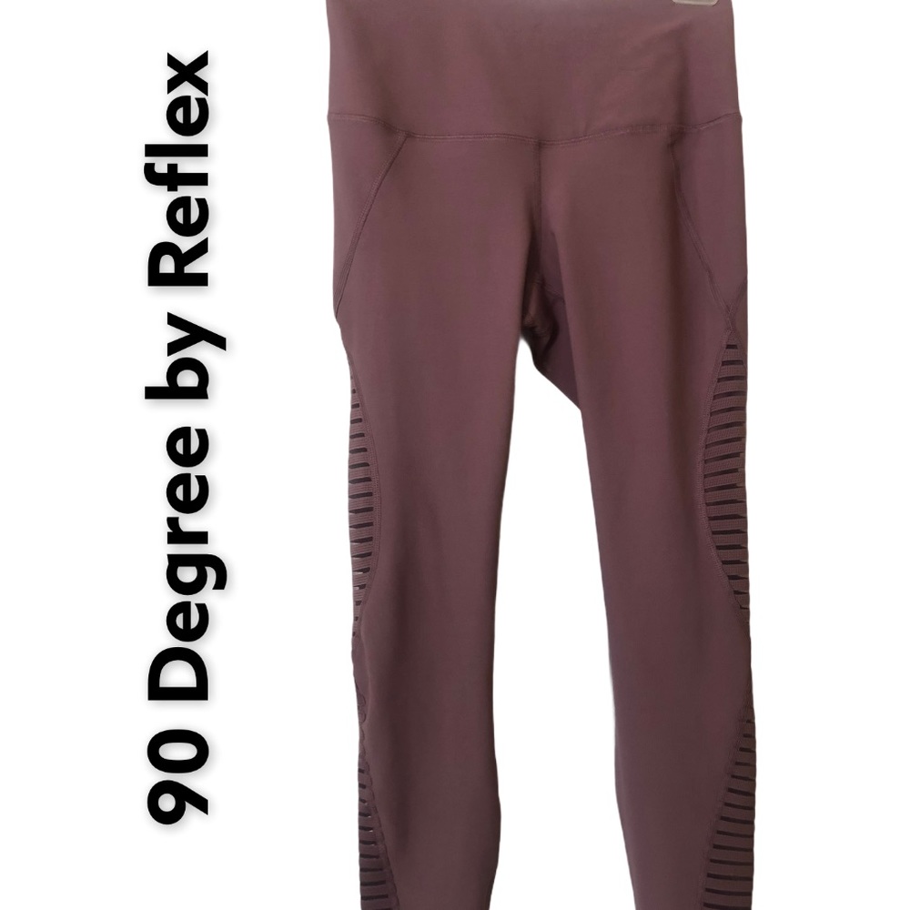 90 Degree Cropped Mauve Mesh Cutout Leggings S